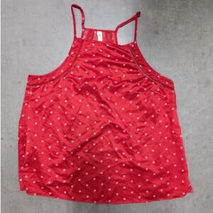 Gilligan & O'Malley Red Geometric Print Ladder Trim Sleep Camisole Medium Lounge